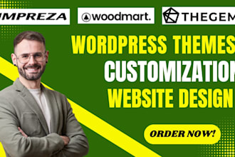 build wordpress websites using impreza, woodmart,  porto, thegem, x, rh themes