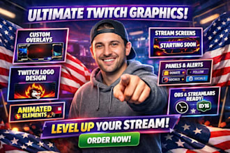 design twitch overlay, stream overlay and custom twitch logo