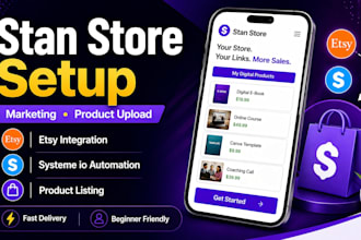 stan store set up with etsy integration systeme io automation stan store design