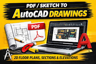 create 2d autocad drawings from PDF or sketches