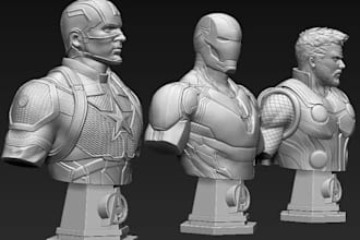 high quality 3d character head, hero bust, sci fi model, custom cosplay design