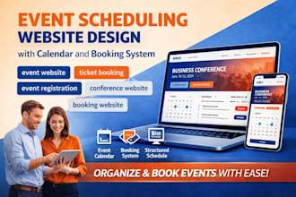 event scheduling website design with calendar and booking system