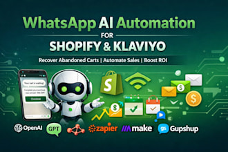set up klaviyo, shopify abandoned cart recovery whatsapp ai automation chatbot