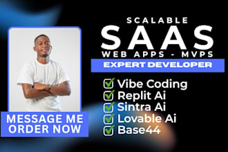 develop saas web apps, saas mvps using replit ai, sintra ai, lovable ai, base44
