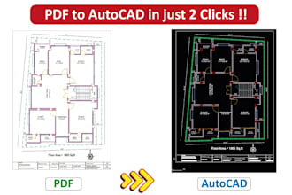 convert PDF, images, or sketches to accurate autocad dwg files with scaling