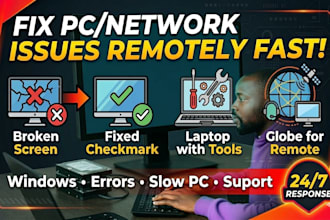 fix windows PC network issues errors remotely fast IT support