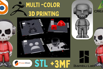 add color to 3d models, convert stl to multicolor 3mf, split parts for 3d print