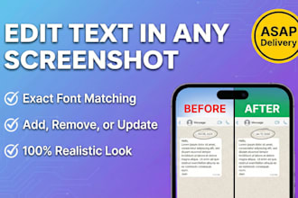 add, changes, or update text,  anything in your screenshot image in 1 hour