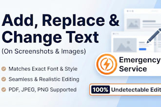 professionally add, replace, or changes  text on screenshots and images