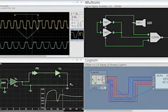 simulate analog and digital circuits using ltspice, multism, pspice logisim, pcb
