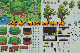 2d top down pixel art tileset, rpg game map, 16x16 tileset, character tilesets