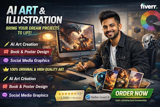 ai art illustrations for posters,books and social media