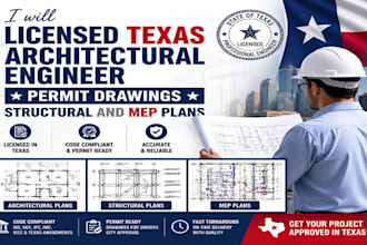 licensed texas architectural engineer permit drawings, structural and mep plans