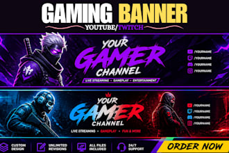 design professional gaming banner for twitch and youtube