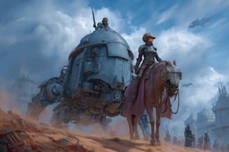 create sci fi character illustration or fantasy sci fi art