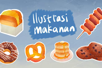 create food illustration with unique style