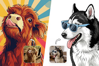 design a bold pet art portrait