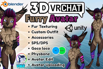 make custom furry avatar vr character vrc avatar vrc furry model vrchat avatar