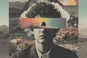 create a unique psychedelic surrealistic illustration for album cover