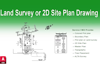draw, redraw site plan, color plot plan, property plan, map illustration, alta