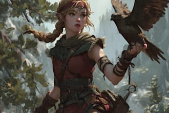 draw character art fantasy character for dnd party and pathfinder