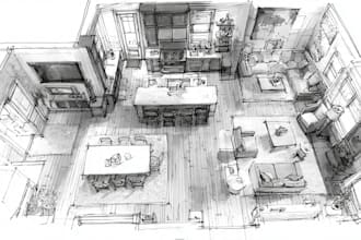 draw 2d floorplan through sketches, matterport tour