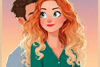 make disney style cartoon couple art