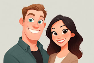 draw a custom cartoon couple portrait