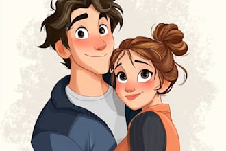 design romantic cartoon couple illustration