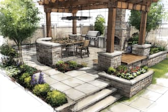 do landscape design garden patio pool pergola for frontyard and backyard