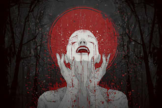 draw bloody horror illustration
