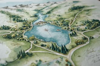 design watercolor wedding map