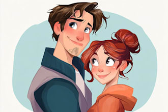 design a cartoon couple for profile picture