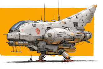 draw sci fi spaceship concept art or vehicle design