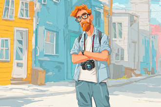 do a digital cartoon illustration