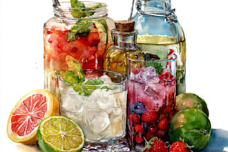 make an amazing food and drink watercolor illustration