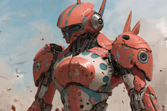 draw amazing character mecha robot illustration