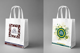 create professional shopping bag design, tote bag, paper bag, gift bag
