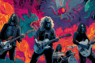 draw stoner rock, heavy metal, psychedelic art