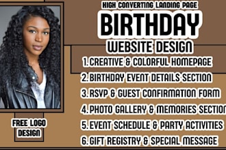 birthday website birthday party landing page birthday celebration website
