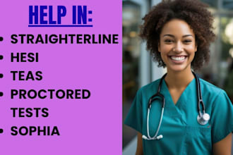 assist with hesi, ati teas 7, wgu, sophia, straighterline and proctored tests