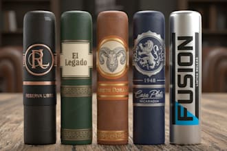 premium cigar label, cigar band, cigar box and cigar logo design for your brand