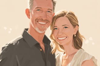 draw disney family couple cartoon portrait