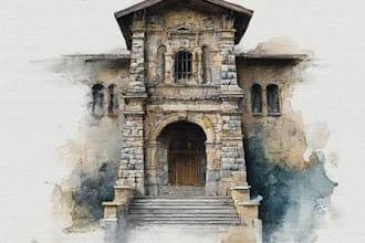 watercolor house portrait from photo