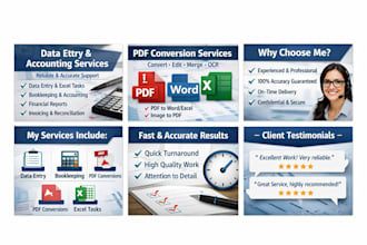 do all data entry and accounting work and pdf converting works