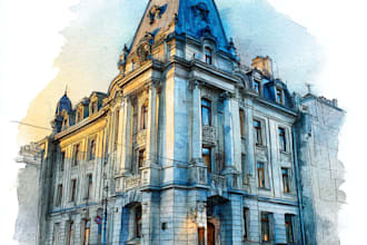 stunning watercolor architectural building sketch