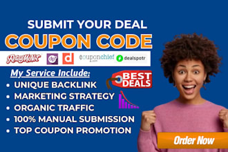 manually submit your coupon code to 50 popular deal and coupon websites
