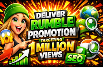 deliver rumble promotion targeting 1 million views with SEO
