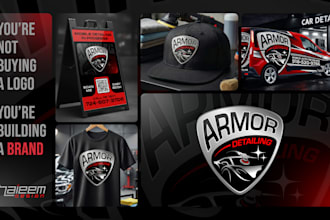 design a premium car detailing logo and complete brand identity