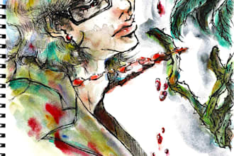 draw a beautiful, aesthetic color portrait